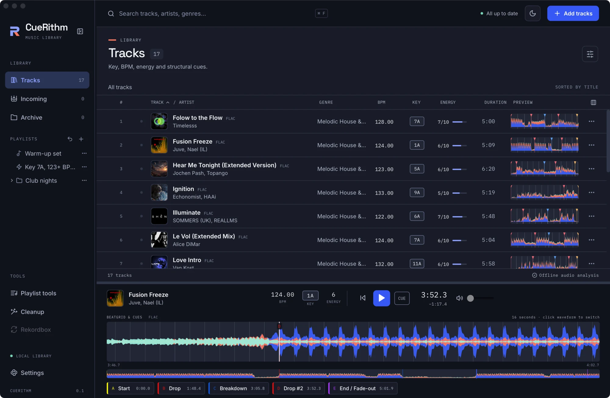 Zoomed 16-second waveform view