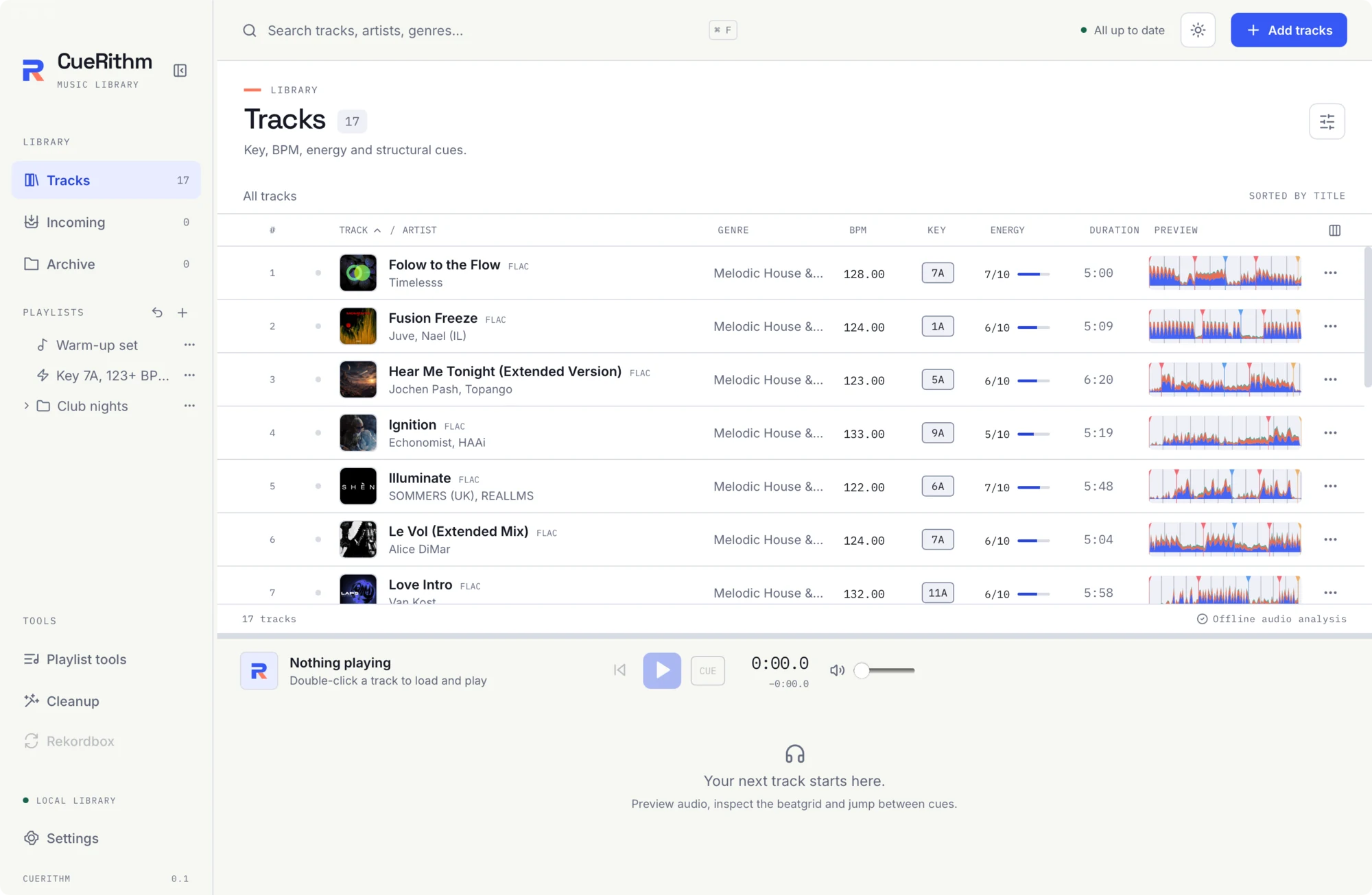 Tracks table with titles that no longer end in Original Mix